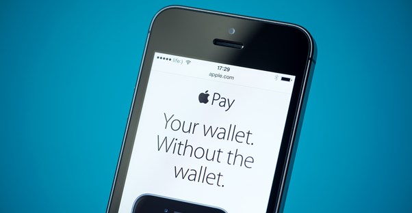 An iphone with apple pay pulled up