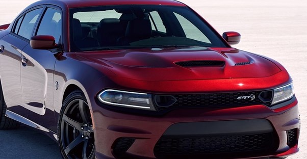 a maroon 2019 dodge charger srt hellcat