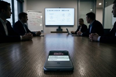 a phone lights up in the middle of an important meeting