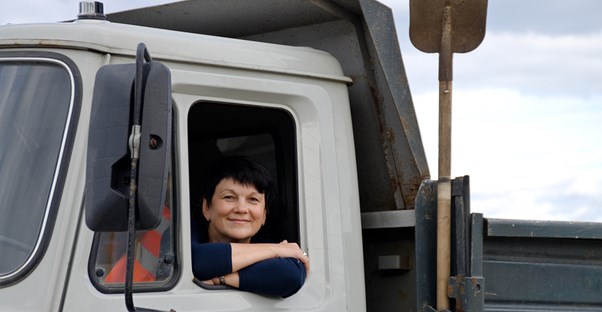 a woman who has chosen a trucking career