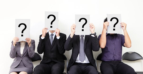 Question marks take the place of the heads of 4 HR managers