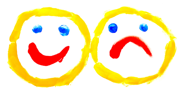 happy and sad faces show the change in emotion of those with bipolar disorder
