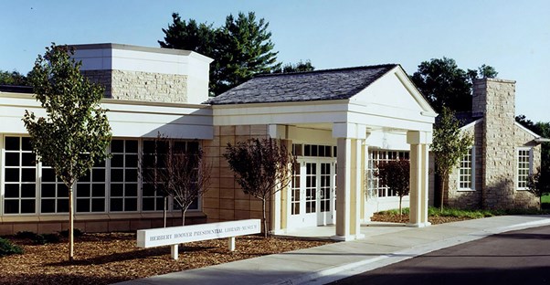 The exterior of the Herbert Hoover Presidential Library-Museum building.