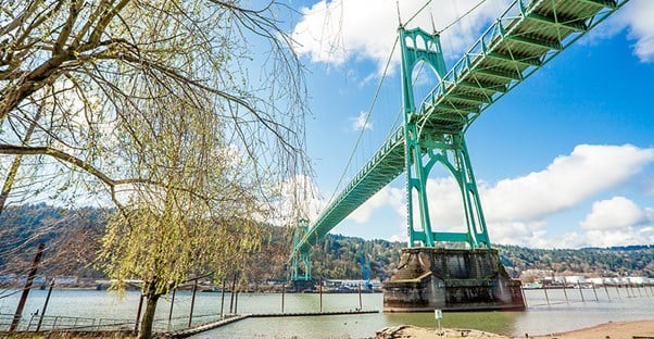 The St. Johns Bridge in Portland, Oregon.