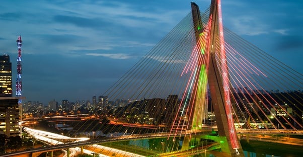 a look towards downton Sao Paulo and Octavio Frias de Oliveira bridge