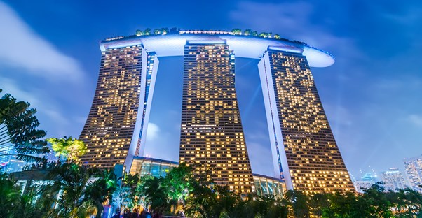 a view of the marina bay sands luxury hotel resort in singapore