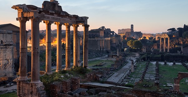 roman ruins catch the sunrise