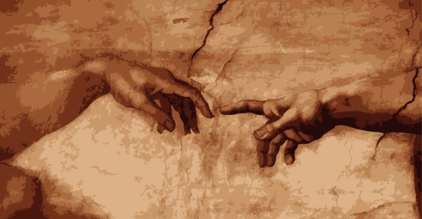 Adam touches God's hand on the Sistine chapel ceiling
