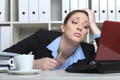 Woman gets stressed at work