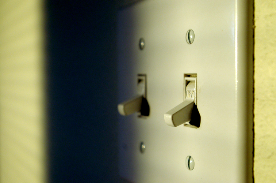 Sprinting to bed after turning off the lights.