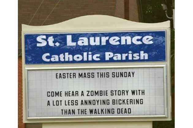 funny catholic church signs