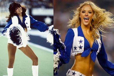 how the dallas cowboy cheerleaders uniforms have changed over the years