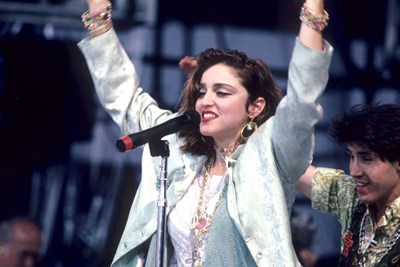 Madonna performing on stage