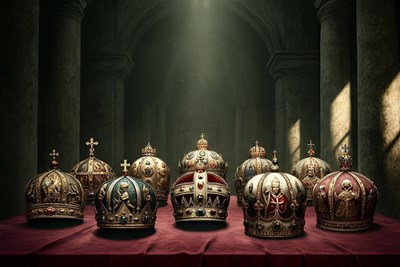 the hats that popes wear all on one table