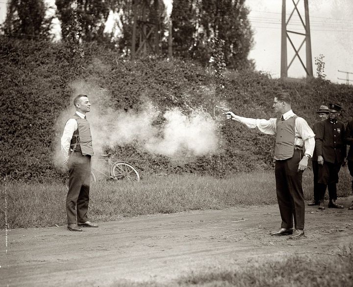 Testing a Bulletproof Vest, 1923