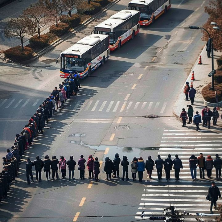Lining up to go home