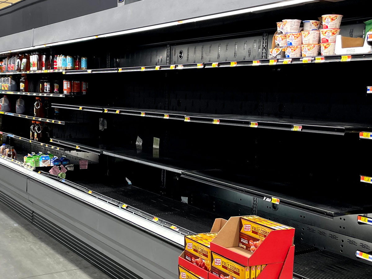Empty Store Shelves During Panic Buying