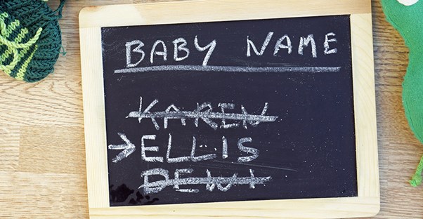 Chalkboard with baby name ideas