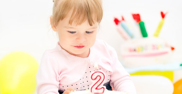 Little girl celebrates her second birthday and the start of the terrible two's