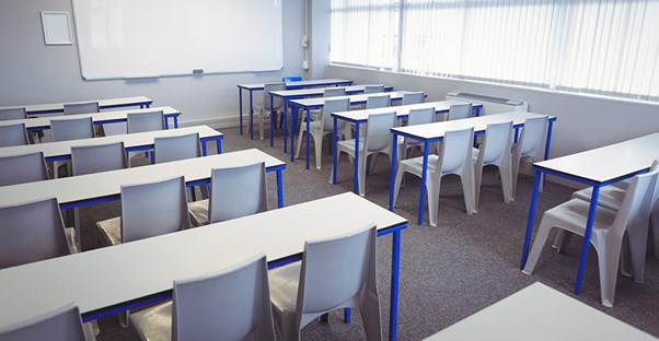 empty classroom at community college