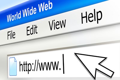 Image of computer screen with arrow pointing to web address bar