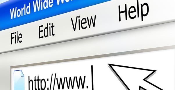 Image of computer screen with arrow pointing to web address bar
