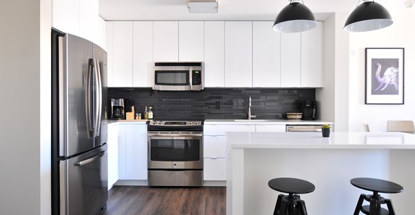 a kitchen with antimicrobial countertops