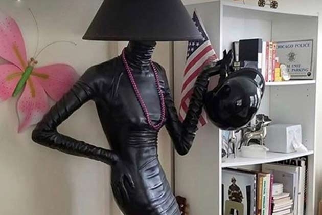7 ft. Standing Woman Lamp, Helmets and Beads Included