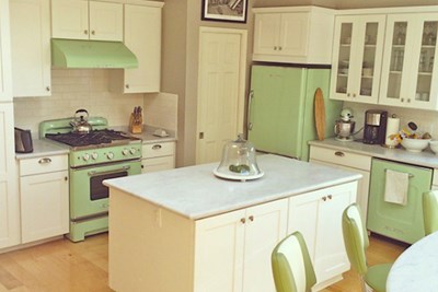 Kitchen with green appliances