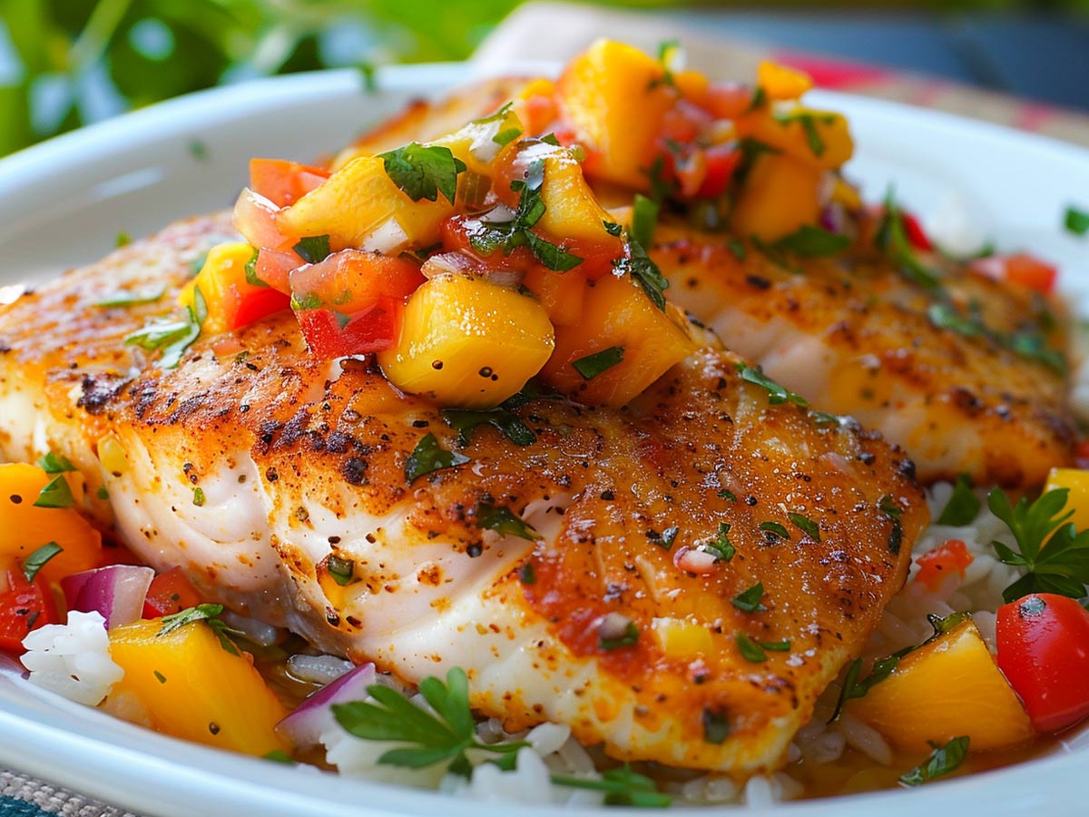 LaWanna's Mango Salsa on Tilapia Fillets
