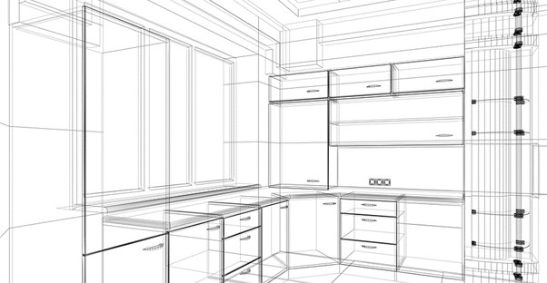 a prospective drawing of a new kitchen