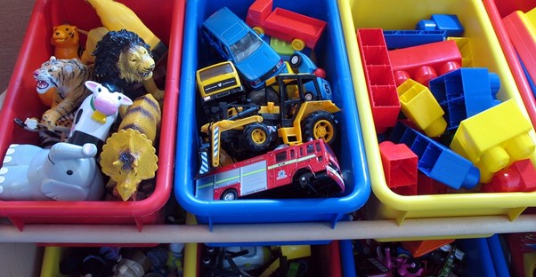 Colorful toy storage containers
