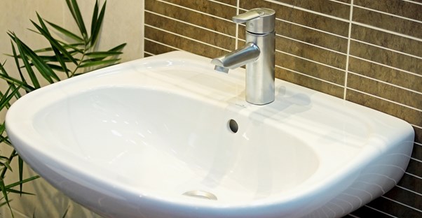 An inexpensive, but pretty bathroom sink.
