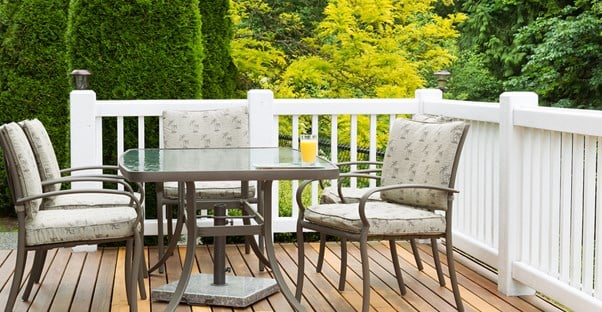 Outdoor furniture that has been protected by furniture covers