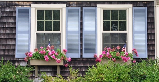 Window boxes on the front of a house