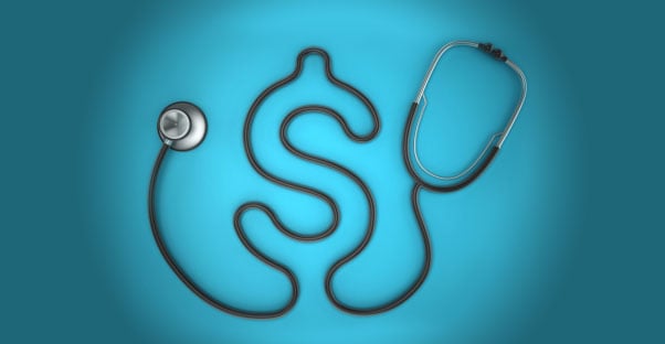 Stethoscope curled into a dollar sign