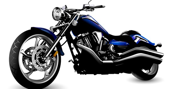 a blue motorcycle on a white background