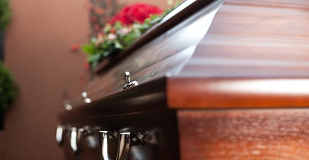 Casket at a funeral covered by burial insurance