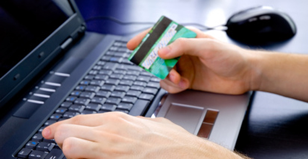 Person entering credit card number online