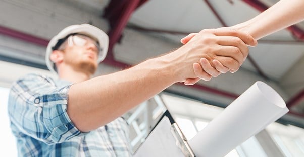 Man shaking hands with a contractor