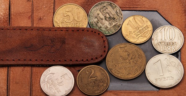 rare coins on a wallet