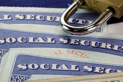 social security card and padlock