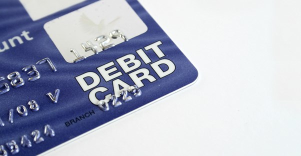 Corner of a debit card