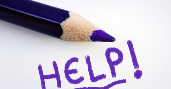HELP written in purple pencil by a student who was rejected for financial aid.