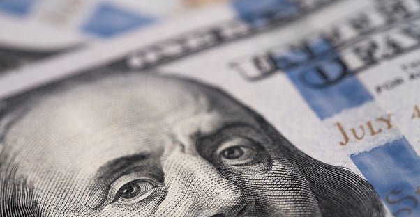 Close up of George Washington on money