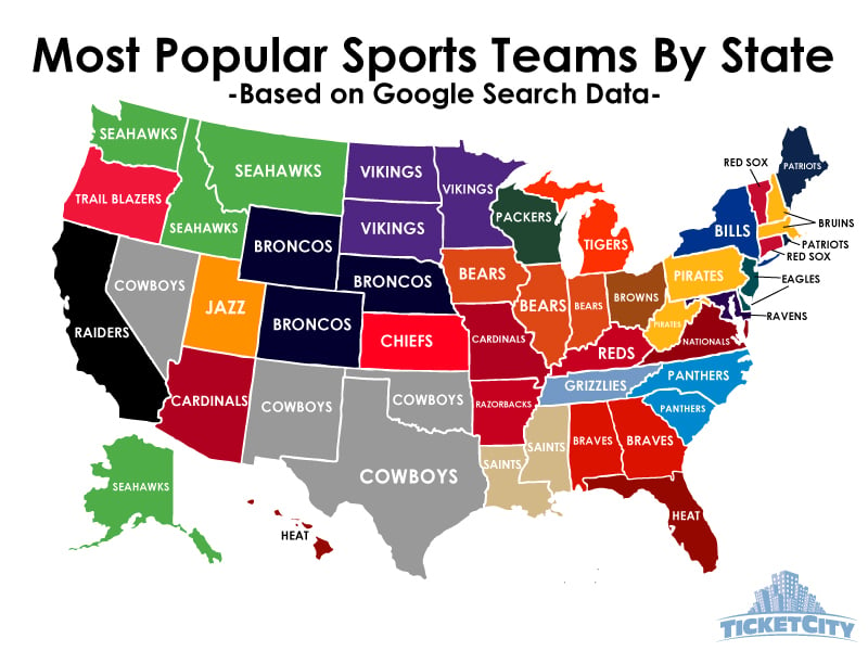 United States Map of Most Hated NFL Teams