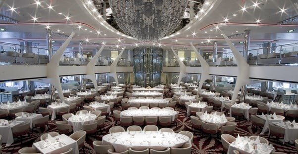 The shiny interior of a large cruise ship.