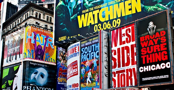 a plethora of ads display titles of broadway shows