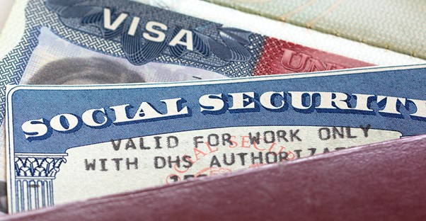 Photo of Social Security card and Visa permit