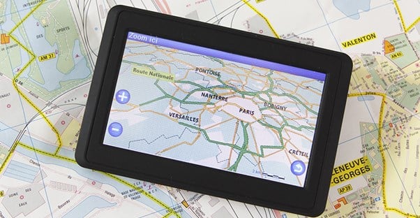 Tablet computer with map on screen